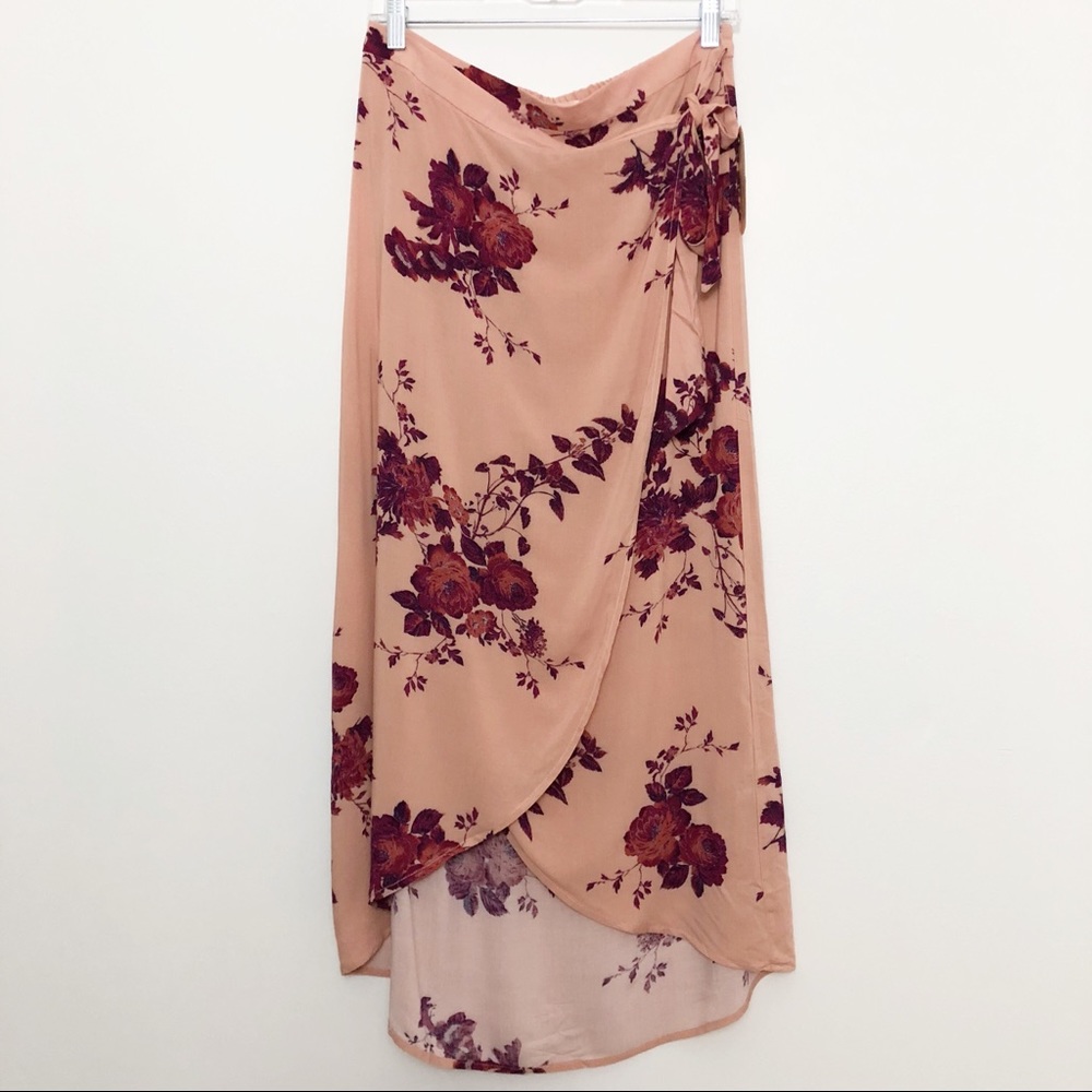 Band of Gypsies Floral Pink Wrap Skirt Size Large